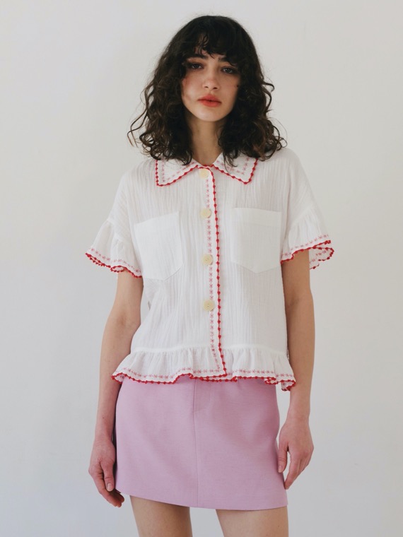 ROSIE EMBROIDERED FRILL TOP